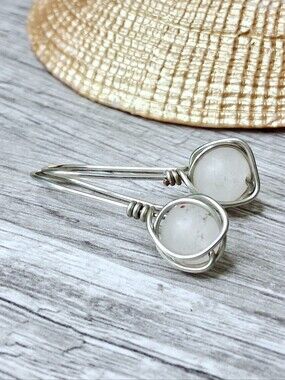 BOGO EARRINGS Rose Quartz Crystal Dangle Earrings, Boho Gemstone 1.5"